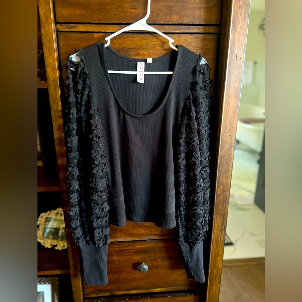 Anthropologie ruffled-sleeved top
